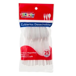 CUCHARA DESECHABLE PEQUEÑA BLANCA X 25 DOMINGO