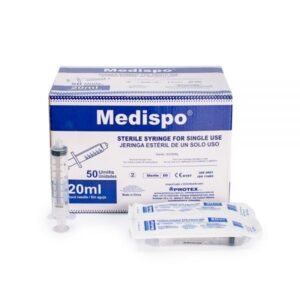 JERINGA PLÁSTICA DE 20ml CON AGUJA DE 21 X 1 1/2 CAJA X 50 MEDISPO