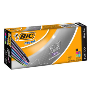 BOLIGRAFO BIC CRISTAL FASHION SURTIDO CAJA X 12